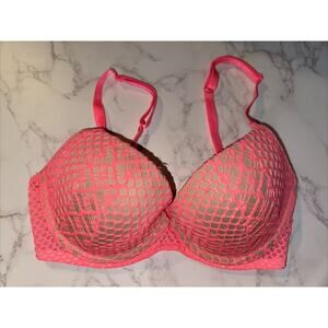 Victoria’s Secret Very Sexy Lightly Lined‎ Plunge Bra 32DD Hot Pink Lace